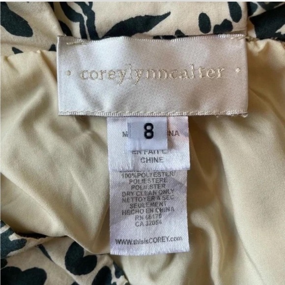 Anthropologie Corey Lynn Calter Cream and Dark Green A-Line Skirt - Picture 5 of 5